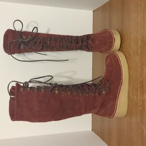 New Free People Ava Tall Rust Suede Lace Up Boots Eur 38